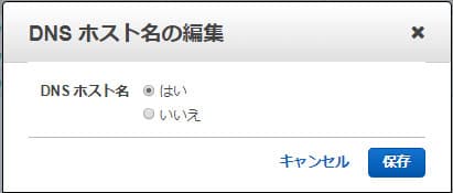 DNS ホスト名の編集画面