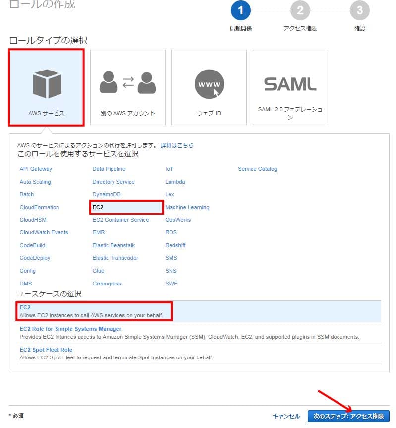 ロールタイプの選択