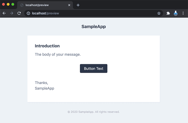メール本文HTMLのプレビュー画面
