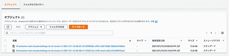 S3にログが配信された