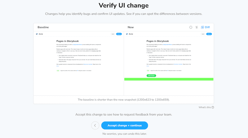 Verify UI change