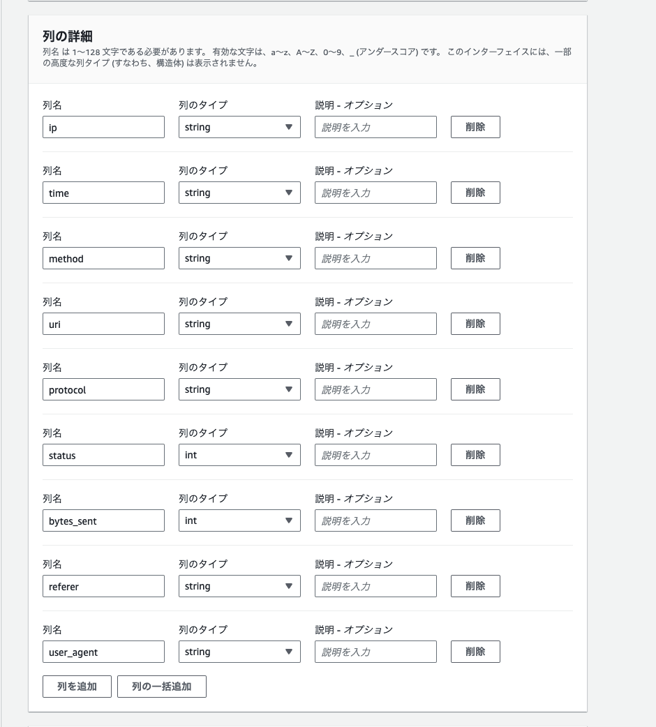 S3 バケットデータからテーブルを作成 - Athenaコンソール画面