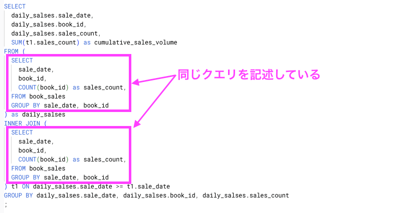同じクエリを記述している箇所