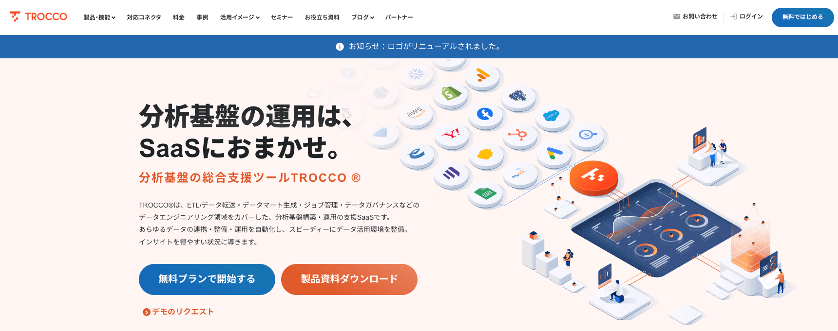 TROCCOサービス画面
