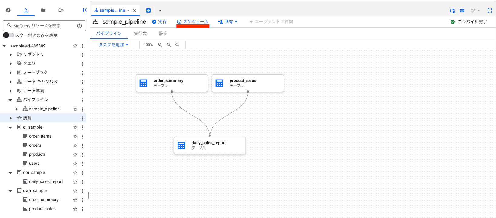パイプライン画面