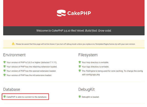 CakePHP3 初期画面