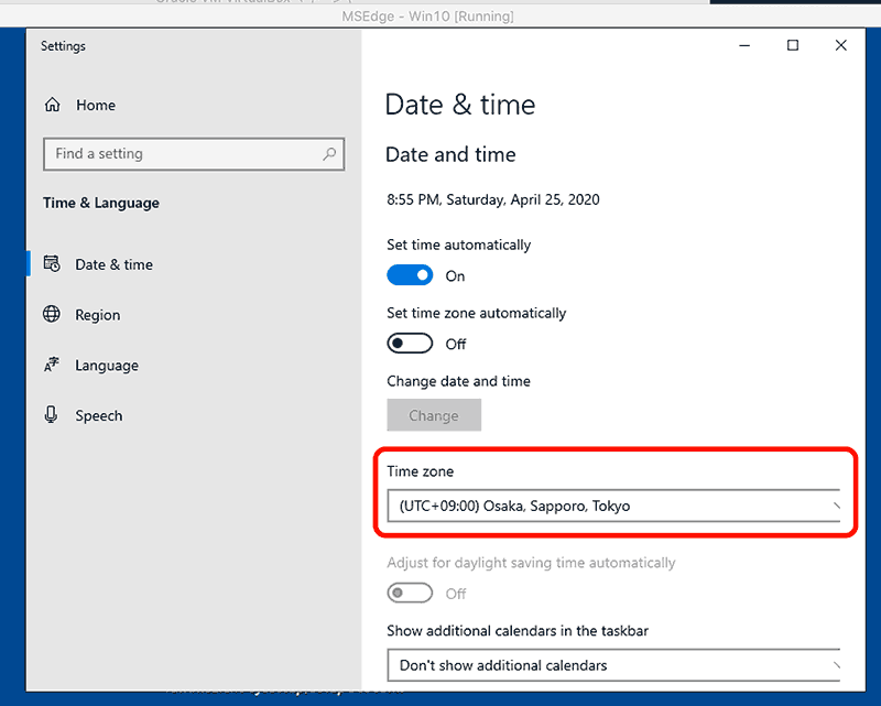 timezoneの設定2