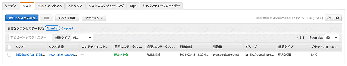 タスクの起動を確認
