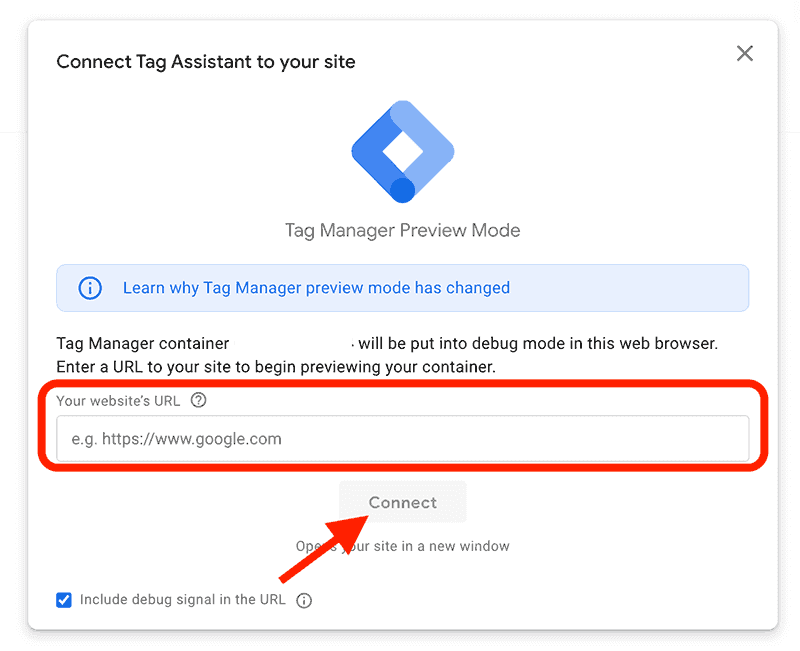 URL を入力し、connect ボタンを押下