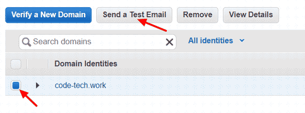 Send a Test Email ボタン
