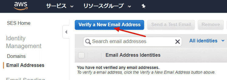 Verify a New Email Address ボタン