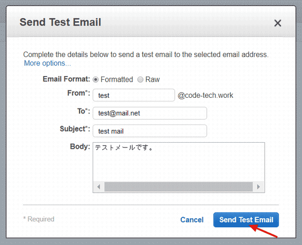 テスト送信画面(ドメインリソース)